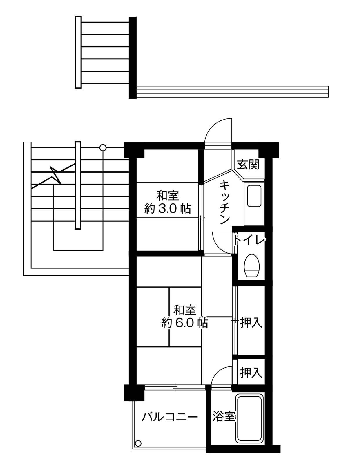 Sơ đồ phòng 2K của Village House Fuseya ở Izumi-shi