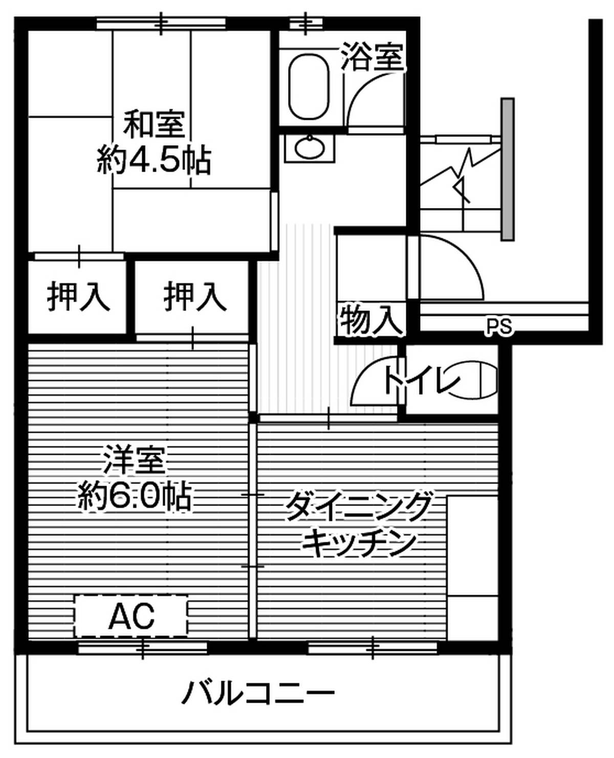 取手市ビレッジハウス台宿の間取り図2DK