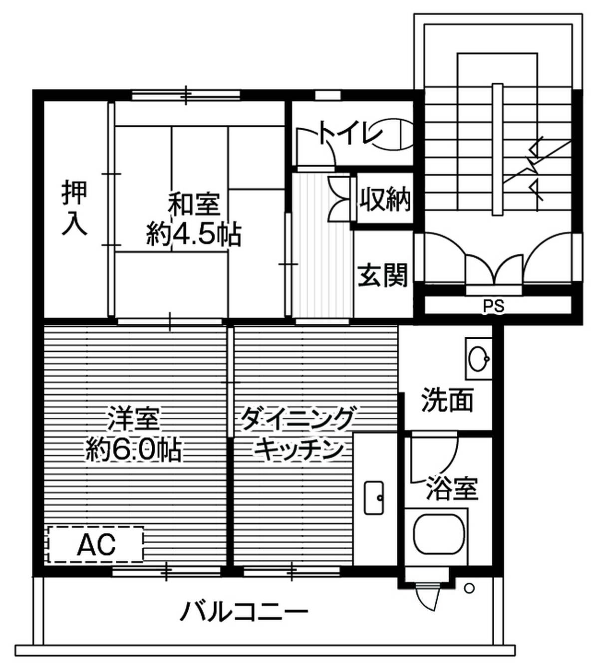 2DK floorplan of Village House Tamazato in Kagoshima-shi