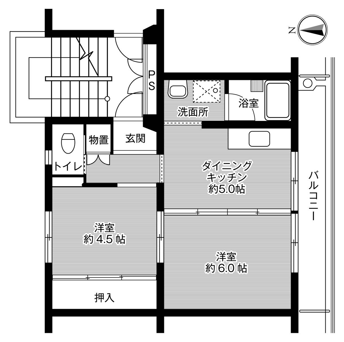 1LDK floorplan of Village House Ooho in Tsukuba-shi