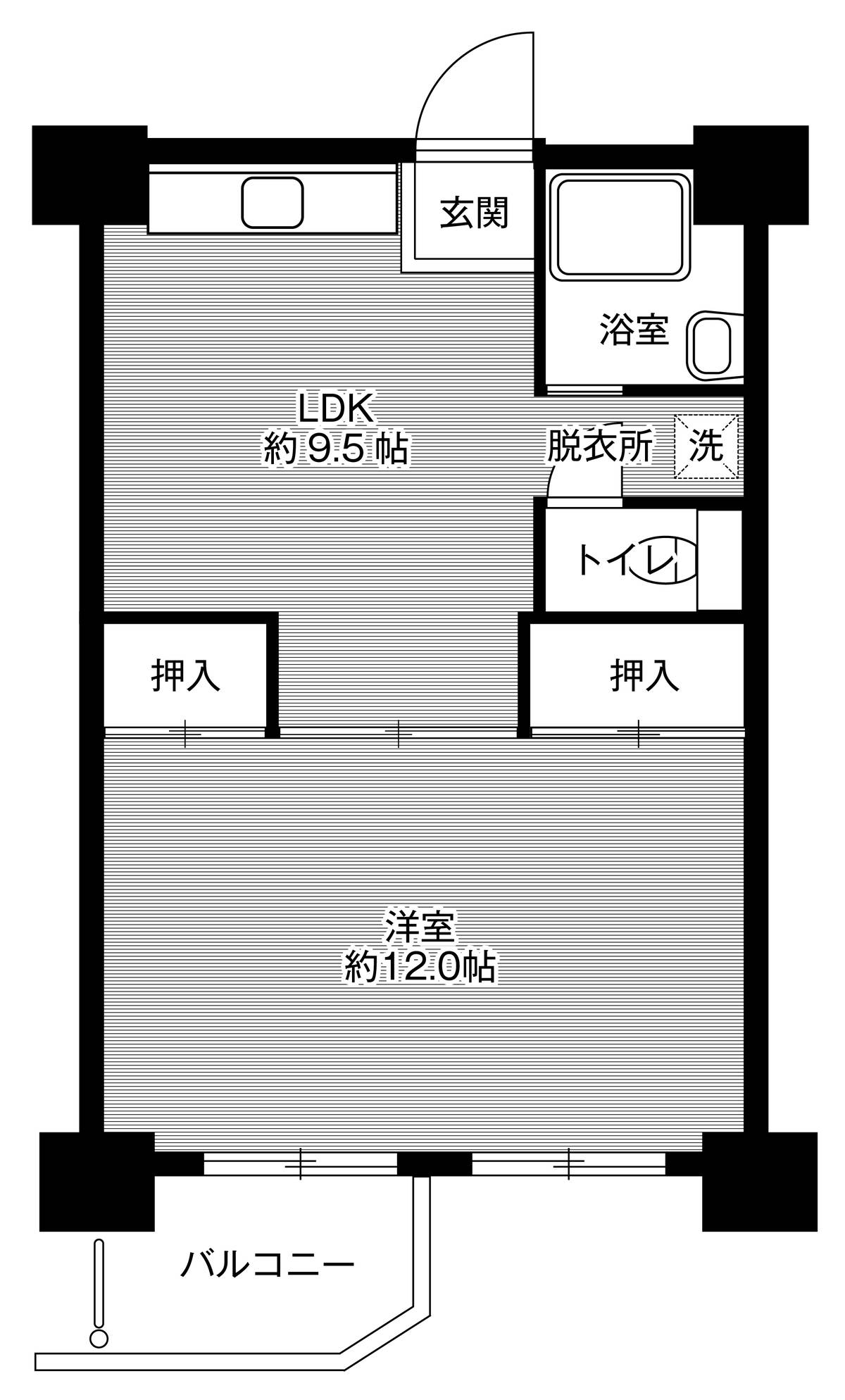 南区ビレッジハウス泉北栂タワーの間取り図1LDK