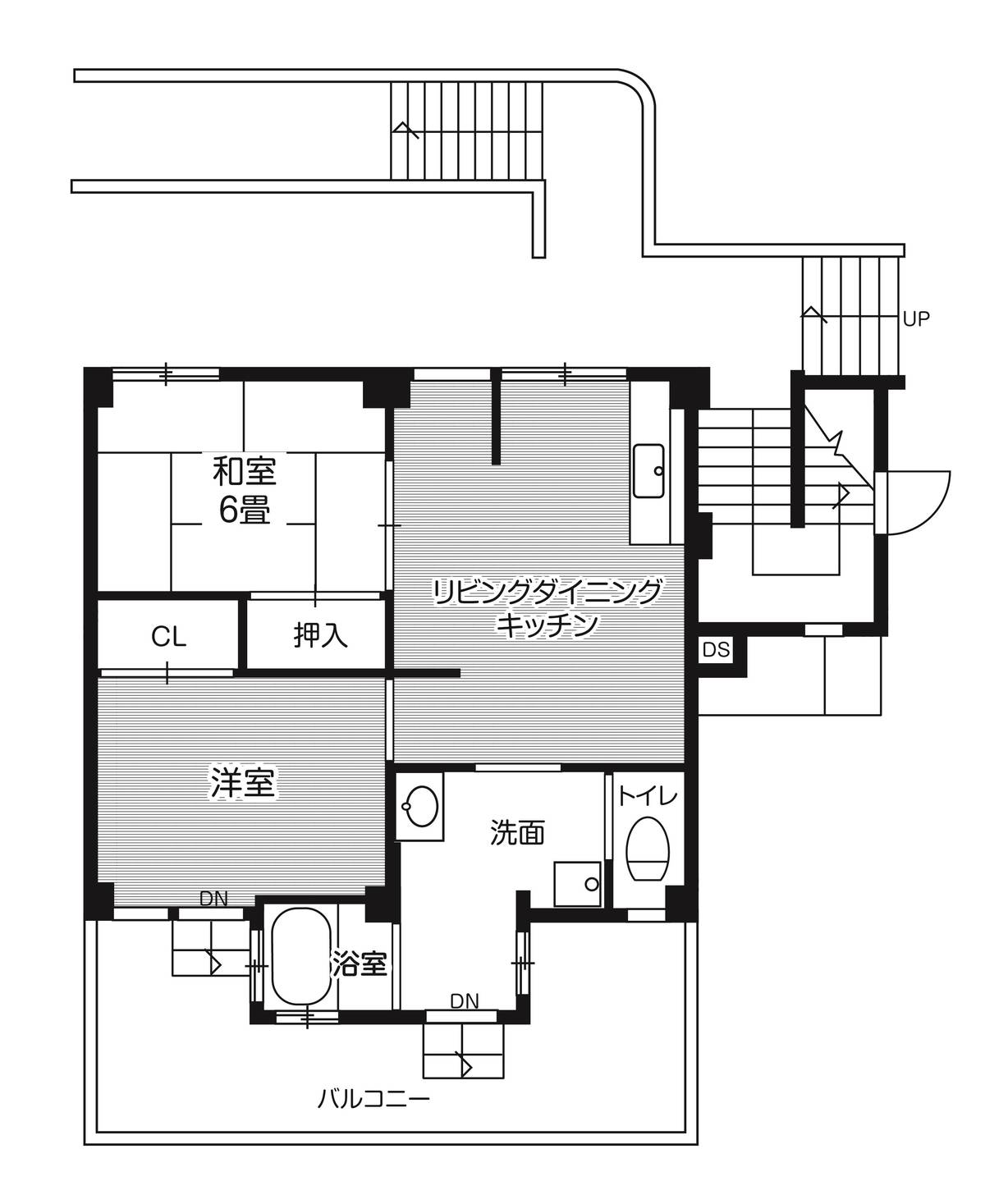 交野市ビレッジハウス私部の間取り図2LDK