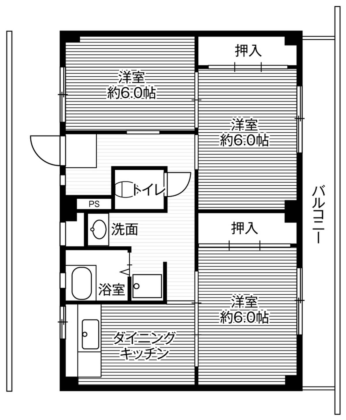 Planta 3DK Village House Shimo Kuzawa em Chuo-ku