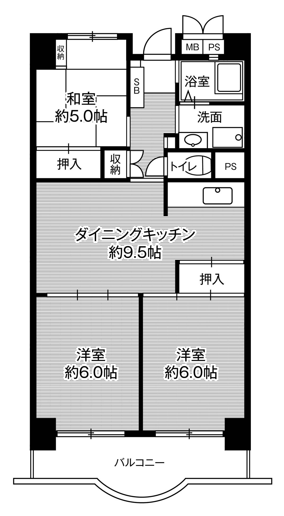 Planta 3DK Village House Hamamatsu Tower em Chuo-ku