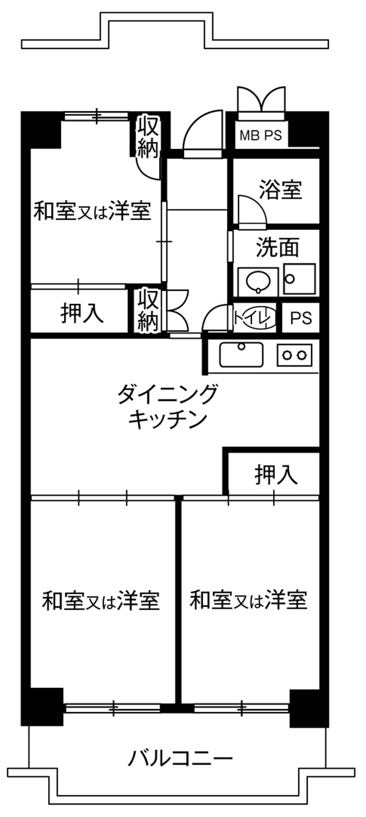 港区ビレッジハウス芝浦タワーの間取り図3DK