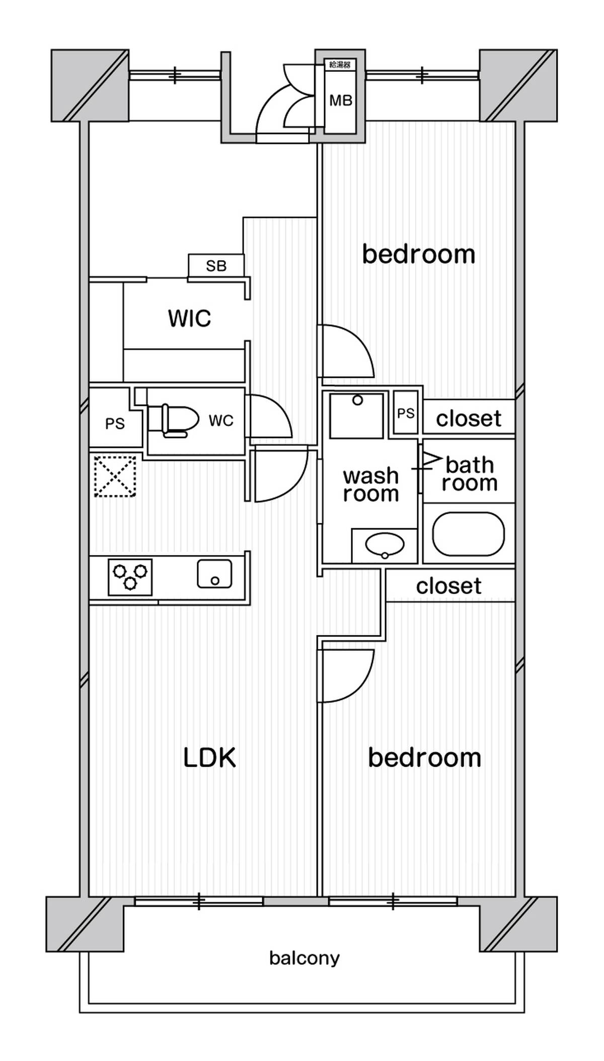 江東区ビレッジハウス潮見タワーの間取り図2SLDK