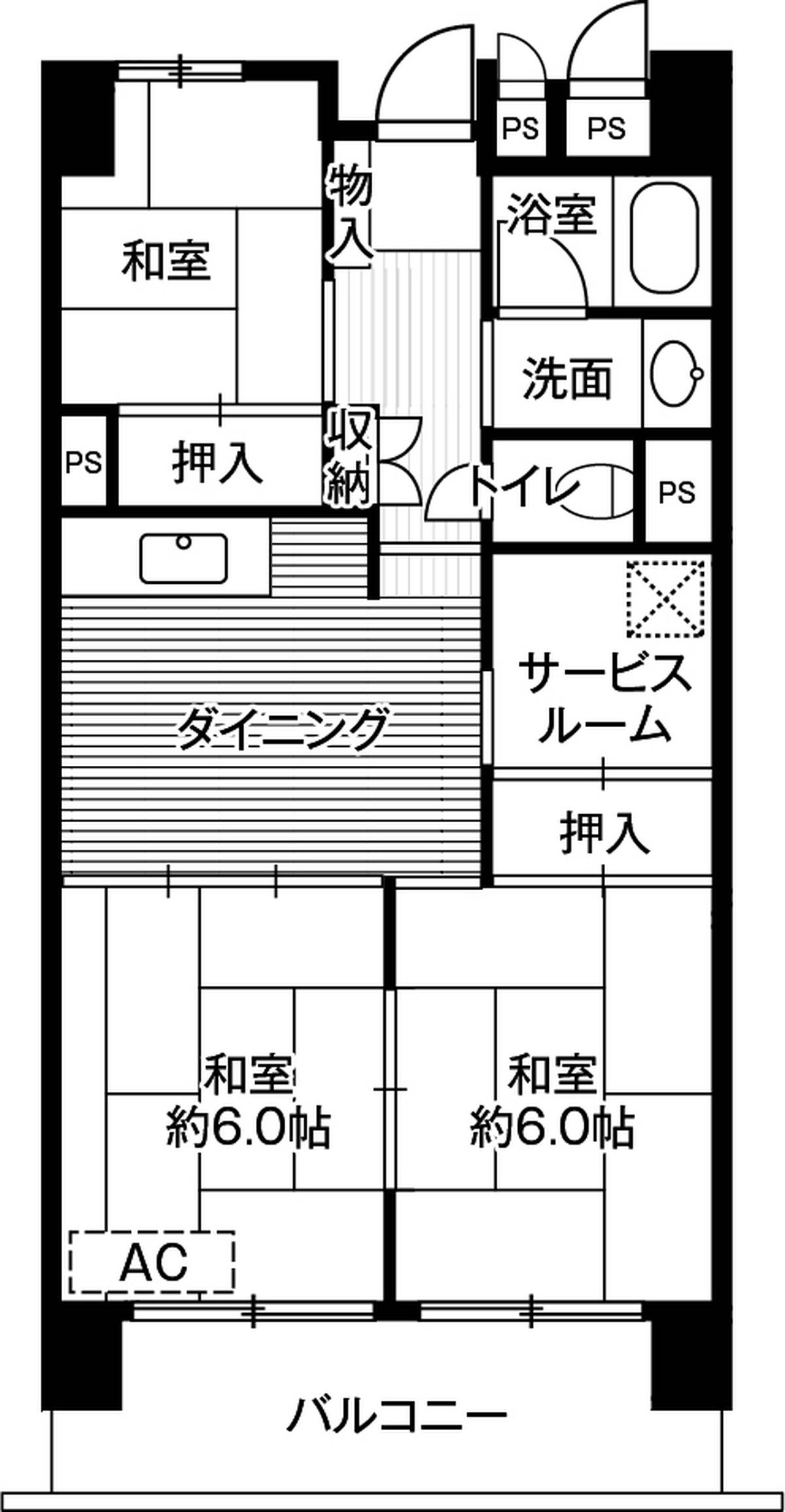 3DK floorplan of Village House Narita Azuma Tower in Narita-shi