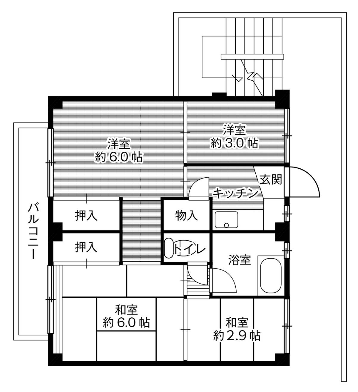 Sơ đồ phòng 4K của Village House Takahanadaira ở Yokkaichi-shi