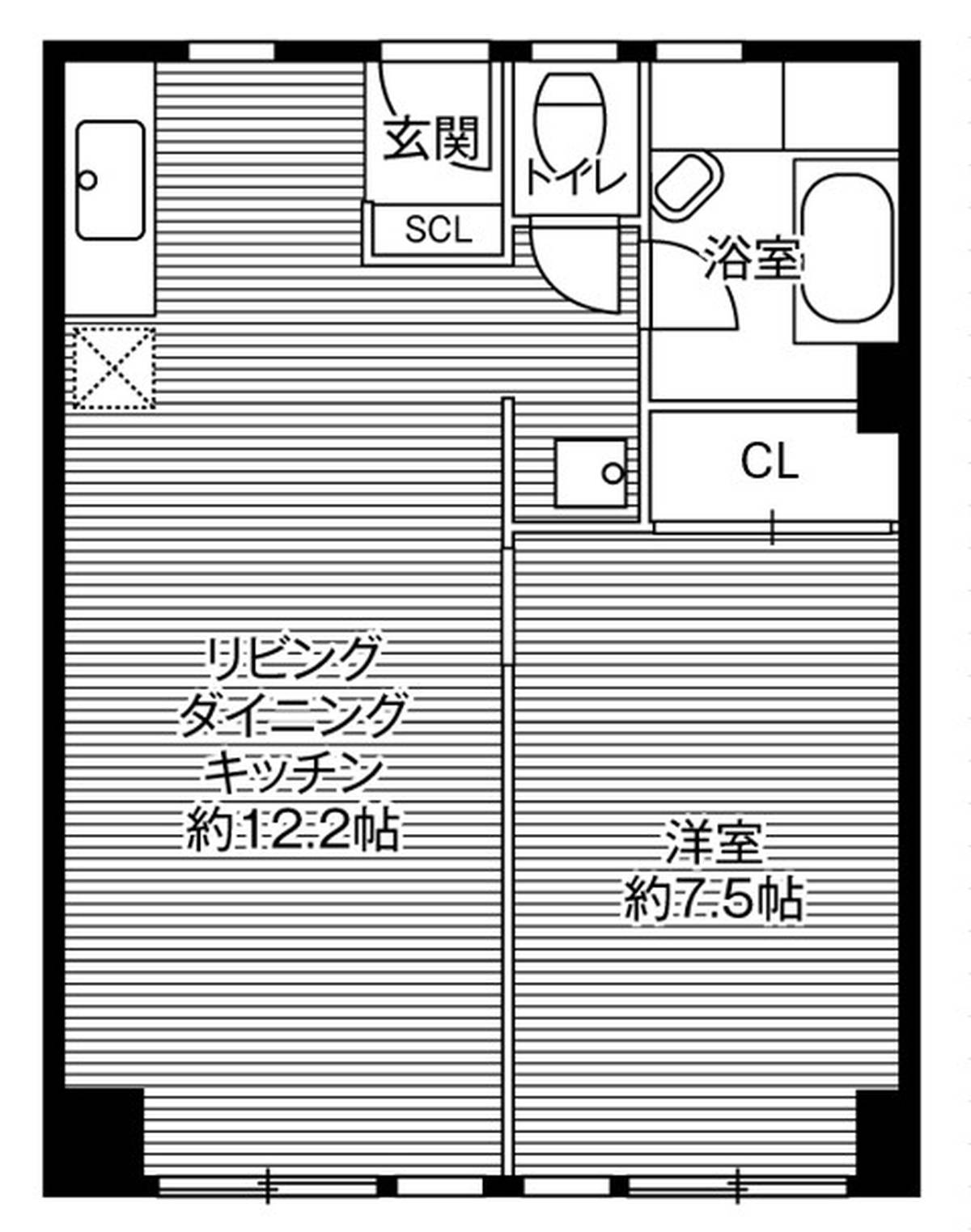 Sơ đồ phòng 1LDK của Village House Johoku Tower ở Wakayama-shi