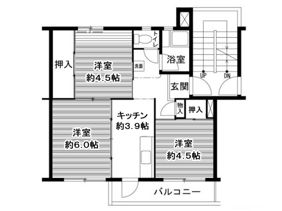 和歌山市ビレッジハウス鳴滝の間取り図3K