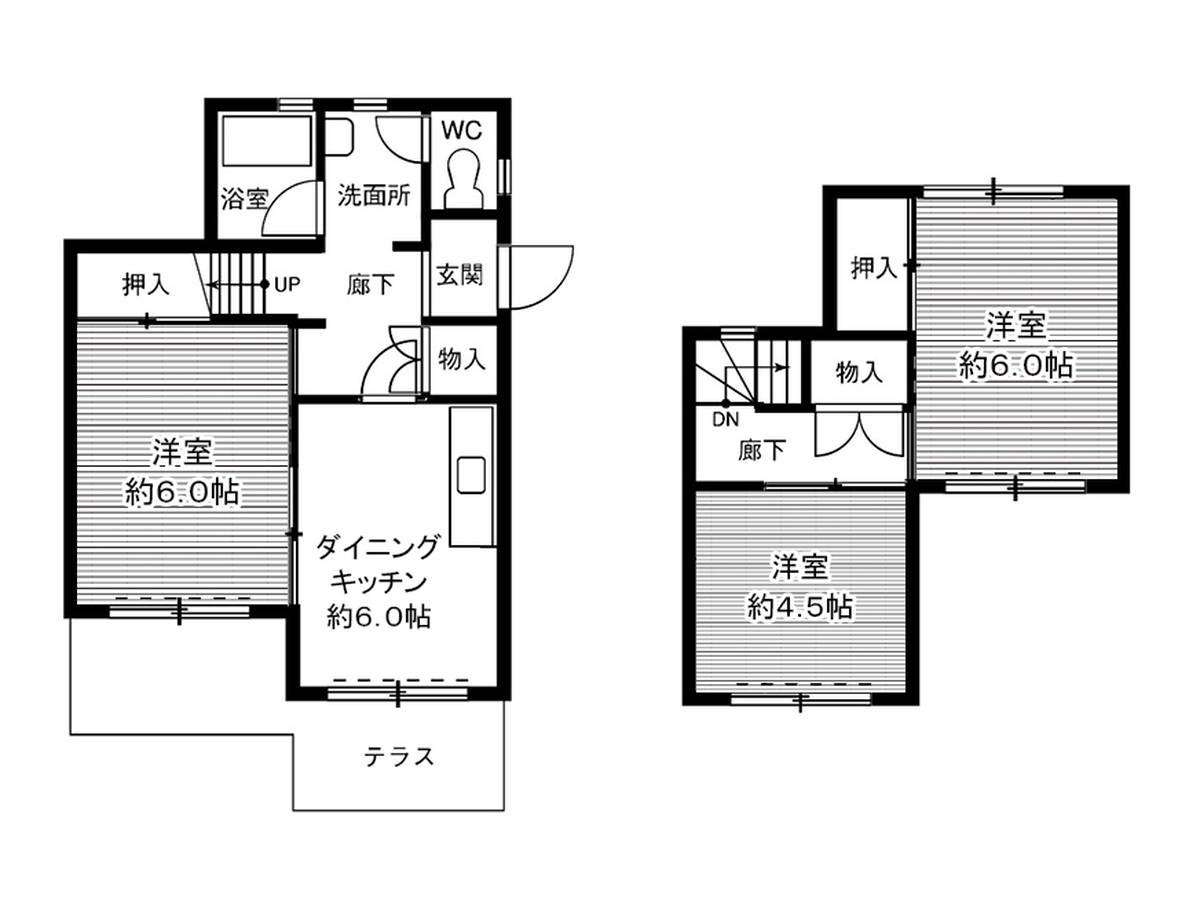 四日市市ビレッジハウス笹川の間取り図3DK