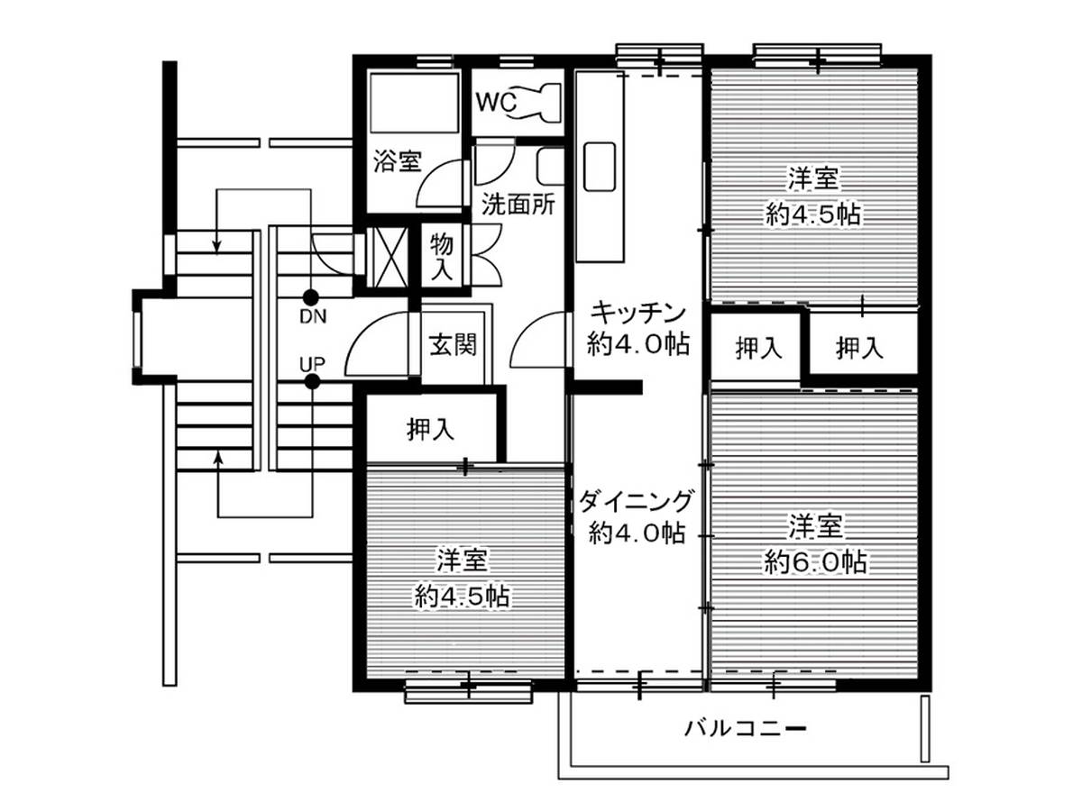 四日市市ビレッジハウス笹川の間取り図3DK