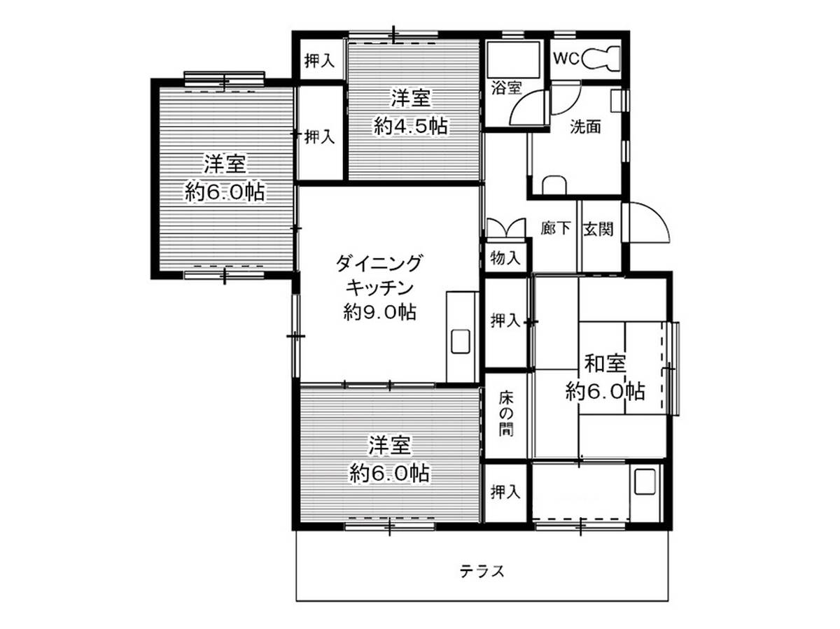 四日市市ビレッジハウス笹川の間取り図4DK