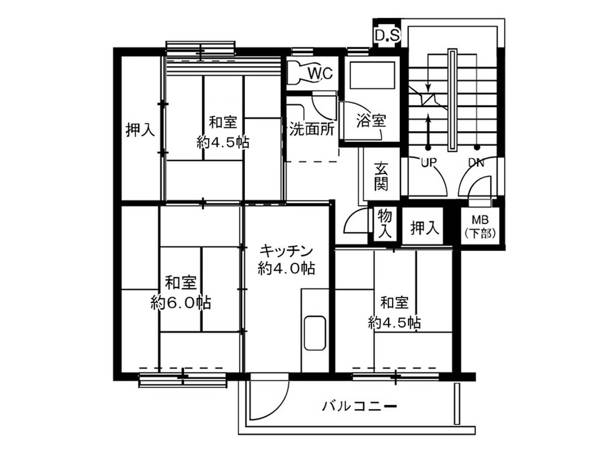 四日市市ビレッジハウス笹川の間取り図3K