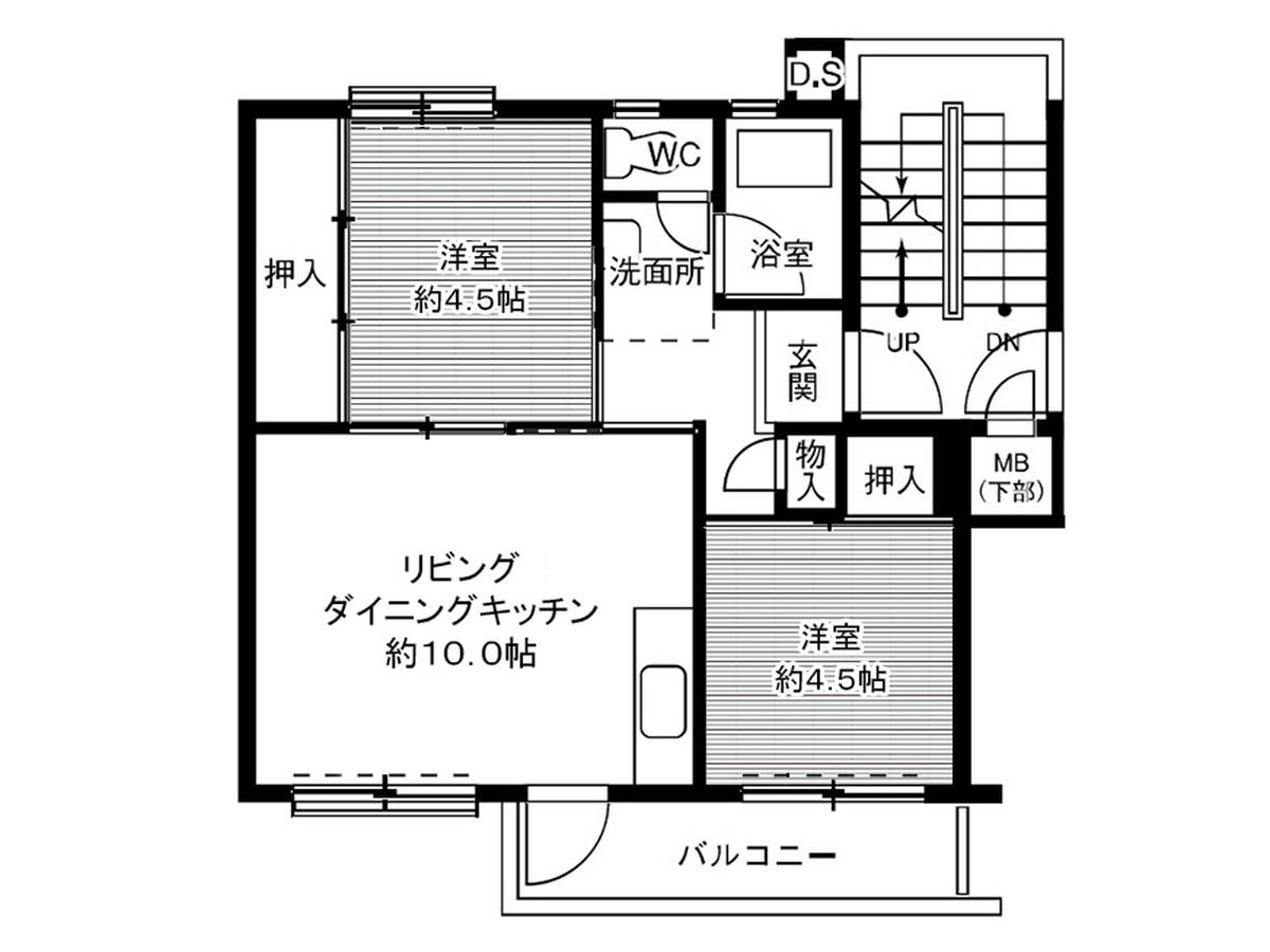 四日市市ビレッジハウス笹川の間取り図2DK